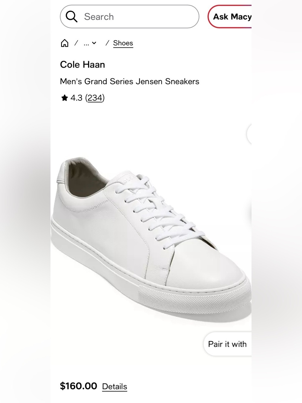 Cole Haan Men’s Grand Series Jensen Sneakers Casual Career White Size 12
